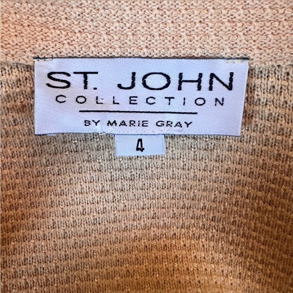 VINTAGE ST. JOHN By Marie Gray Yellow W/ Black Trim Wool Blend Jacket Size 4 - Picture 13 of 15